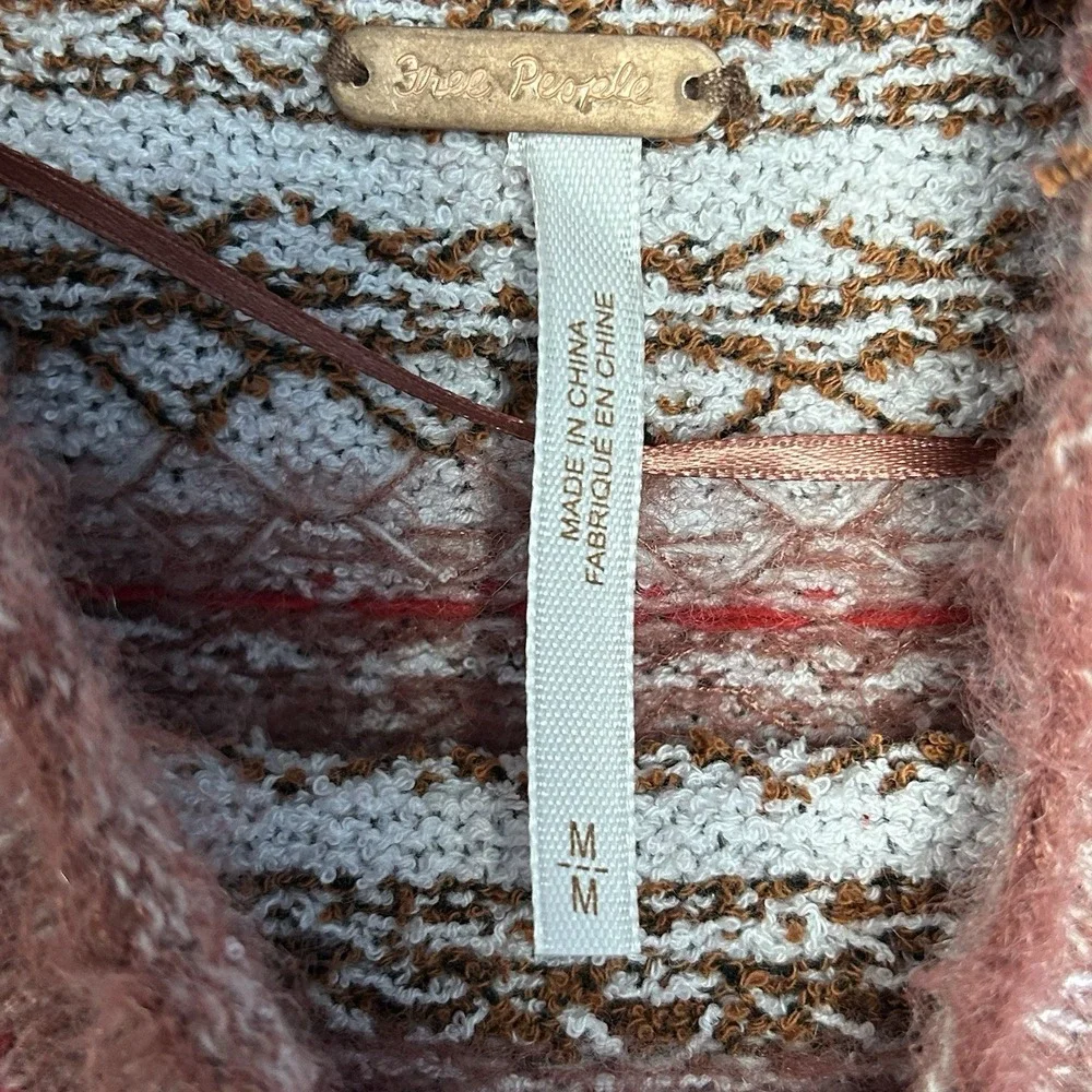 Free‎ People Fair Isle Sweater Womens Medium Cropped Boho Nordic Knit
